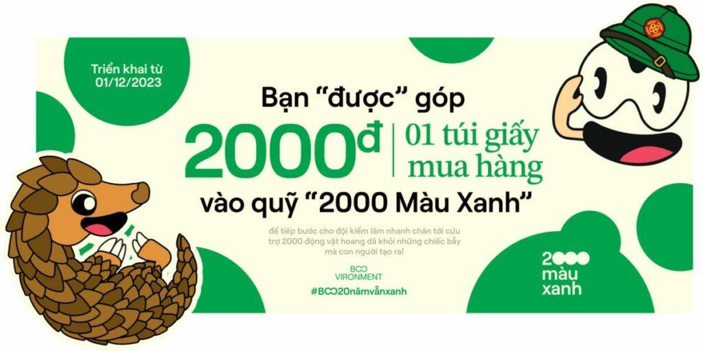 Toàn bộ số tiền thu được từ 2000 màu xanh, BOO sẽ gửi tới quỹ Save Vietnam’s Wildlife và Gaia Nature Conservation